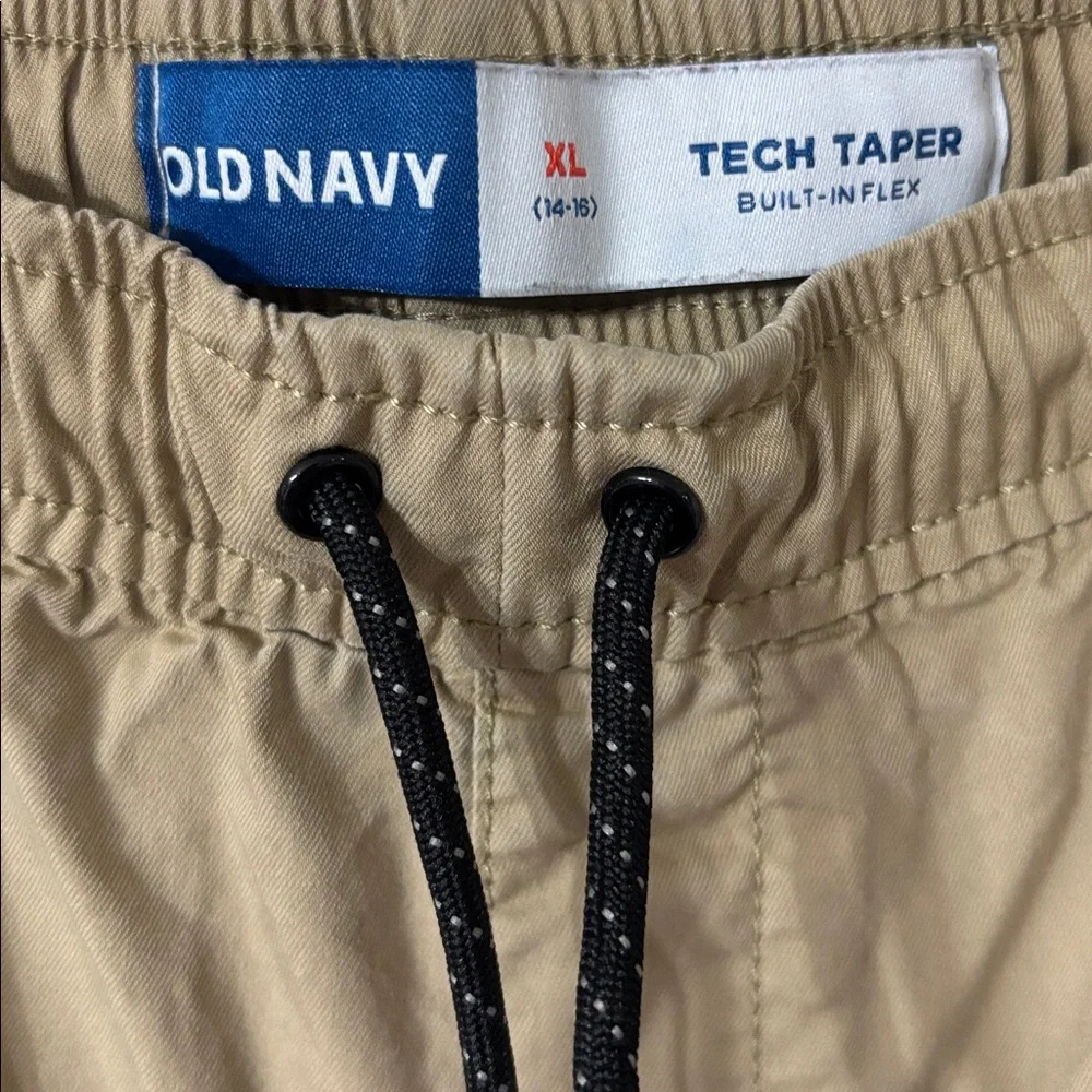 Old Navy Tan Khaki Tech Taper Built-In-Flex Pants Straight Leg Size Boy XL 14/16